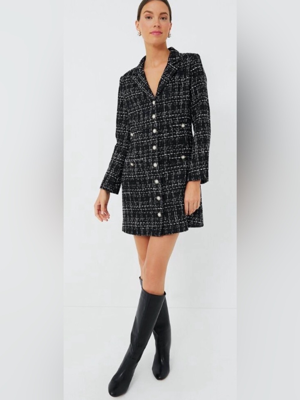 Pomander Place NEW Black Tweed Stacie Preppy Retro Blazer Mini Dress Size XL